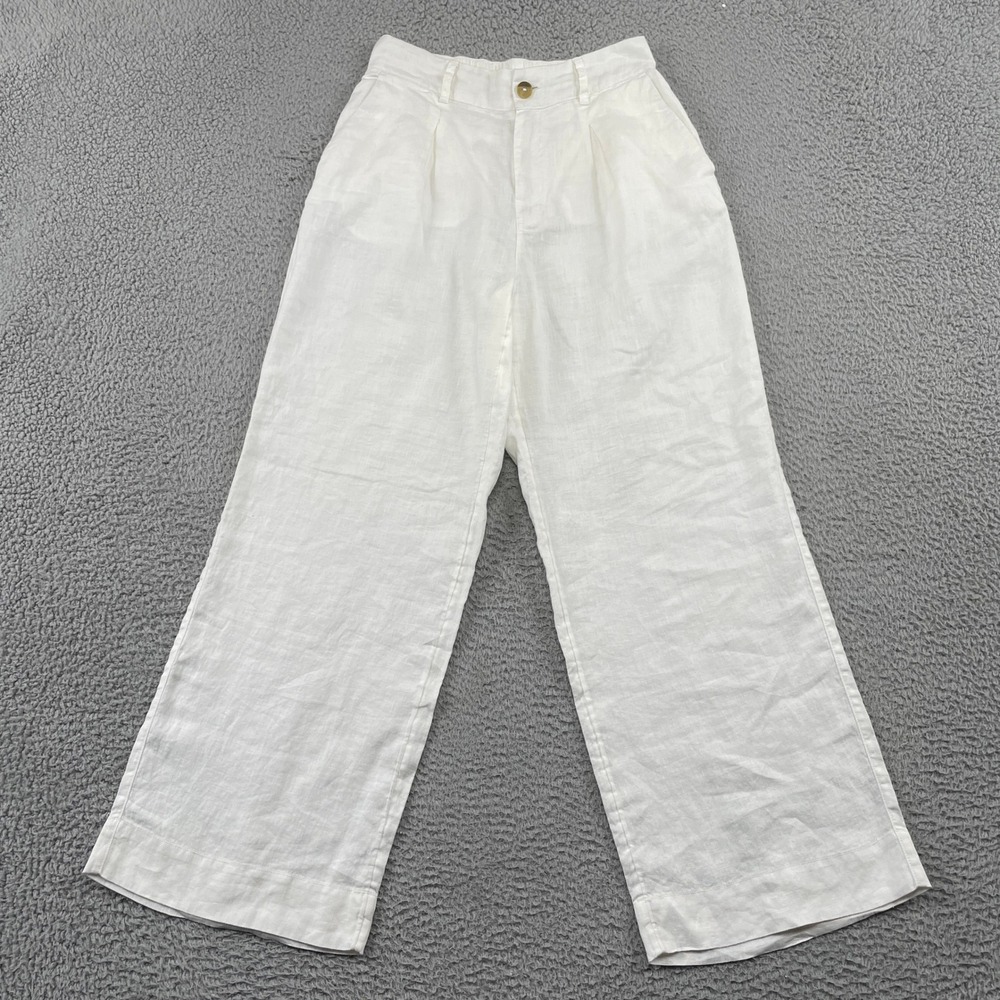 Classic White Wide-Leg Linen Pants
